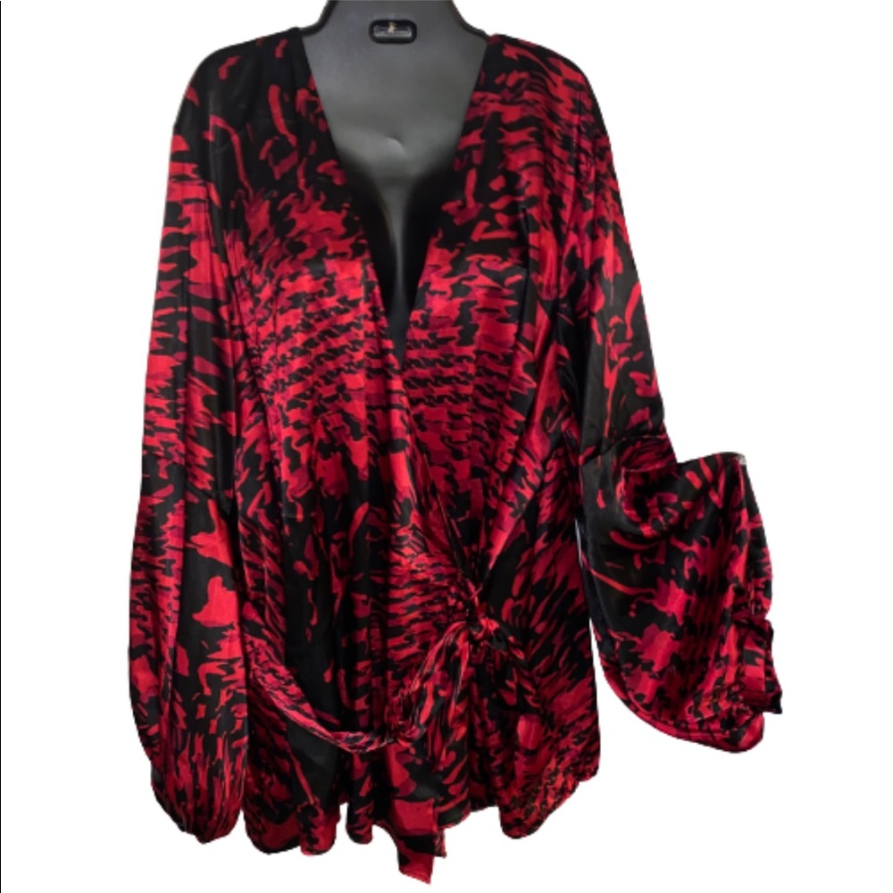 Ravishing Riveting Red Wrap Plus Size Blouse 26 28